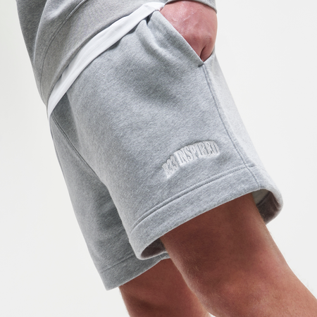 Bee Inspired Zabaleta Short in Grey Marl, relaxed fit shorts in premium heavyweight cotton, close-up