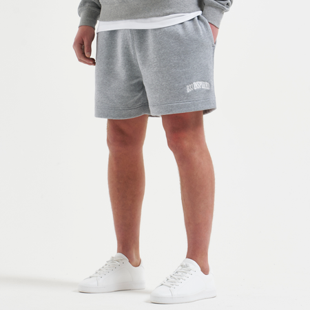 Bee Inspired Zabaleta Short in Grey Marl, relaxed fit shorts in premium heavyweight cotton, front view