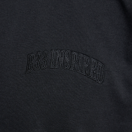 Bee Inspired Zabaleta T-Shirt in Black, relaxed fit tee in premium heavyweight cotton, close-up