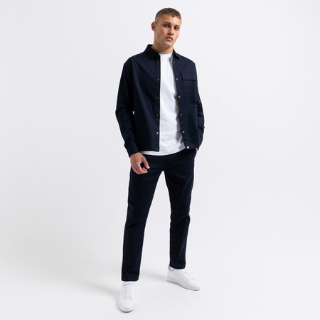 Bee Inspired Bayo Pant in Navy, regular fit trousers with a soft, breathable feel, styled shot