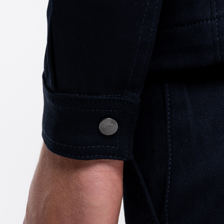 Bee Inspired Bayo Overshirt in Navy, relaxed fit overshirt with a soft, flexible feel, alternate angle