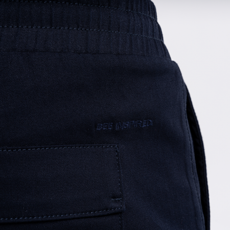 Bee Inspired Bayo Pant in Navy, regular fit trousers with a soft, breathable feel, close-up