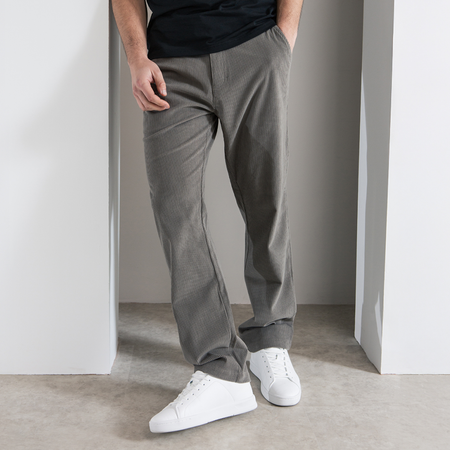 Bee Inspired Zamorano Cord Pant in Pebble, cord trousers with a soft hand-feel and embroidered script branding, front view