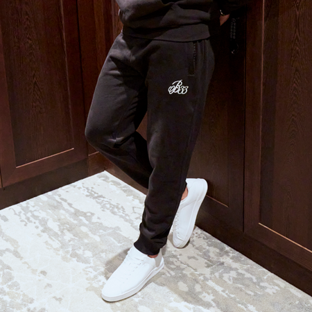 Bee Inspired Classic Jogpant in Black, slim fit jogpants, front view