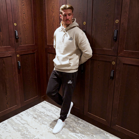 Bee Inspired Classic Jogpant in Black, slim fit jogpants, styled shot