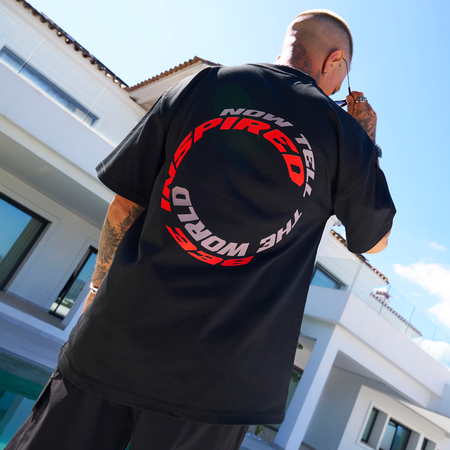 Bee Inspired Cote Oversized T-Shirt in Black, heavyweight cotton oversized tee with dropped shoulders, front view
