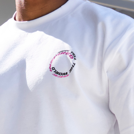 Bee Inspired Cote Oversized T-Shirt in White, heavyweight cotton oversized tee with dropped shoulders, back view