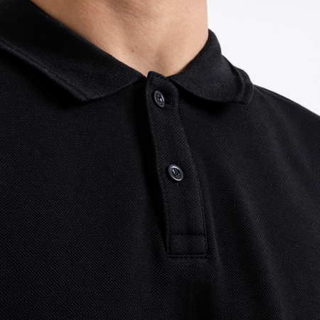 Bee Inspired Demme Long Sleeve Polo Shirt in Black, slim fit long sleeve polo shirt, alternate angle