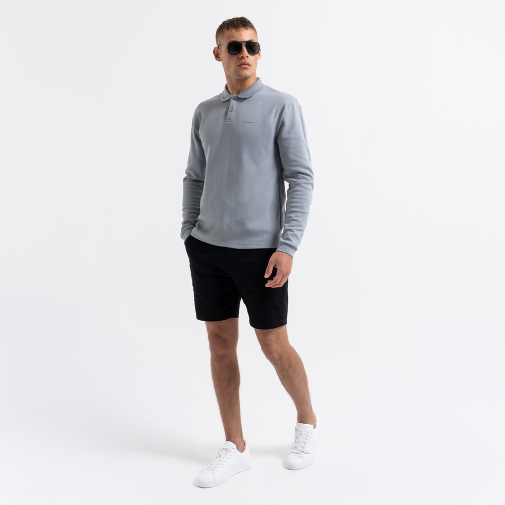 Demme Long Sleeve Polo Shirt - Concrete
