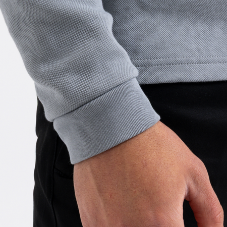 Bee Inspired Demme Long Sleeve Polo Shirt in Concrete, slim fit long sleeve polo shirt, alternate angle