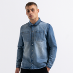 Devine Overshirt - Mid Blue