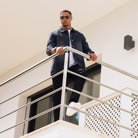 Bee Inspired Devine Overshirt in Black, relaxed fit cotton overshirt, styled shot
