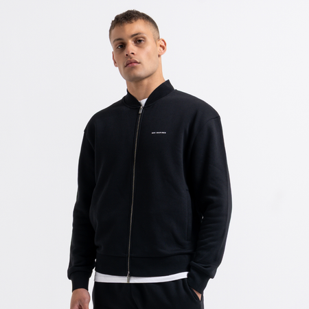 Bee Inspired Diallo Bomber in Black, relaxed fit bomber jacket built for everyday outerwear, front view
