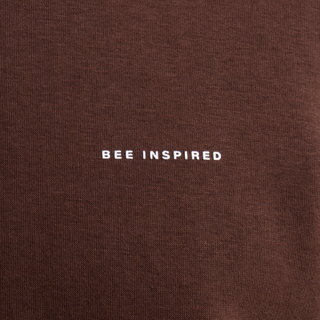 Bee Inspired Diallo Bomber in Coffee, relaxed fit bomber jacket built for everyday outerwear, front view