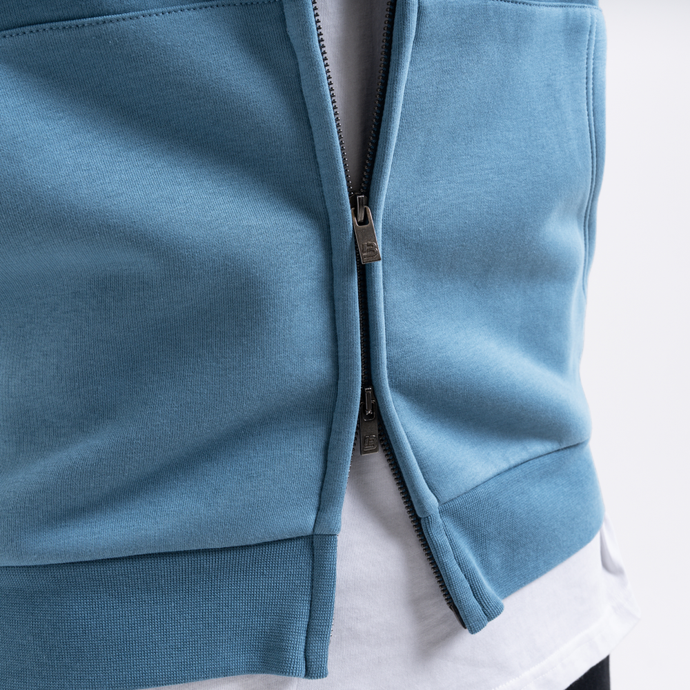 Diallo Zip Hoodie - Dusky Blue