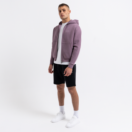 Bee Inspired Diallo Zip Hoodie in Mauve Dusk, relaxed fit zip hoodie with stretch cuffs and a kanga pocket, styled shot