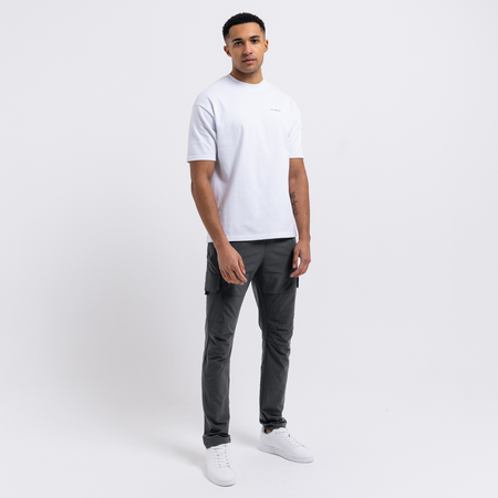 Bee Inspired Guardiola Cargo Pants in Charcoal, regular fit cargo trousers with utility pockets and metal D-ring pulls