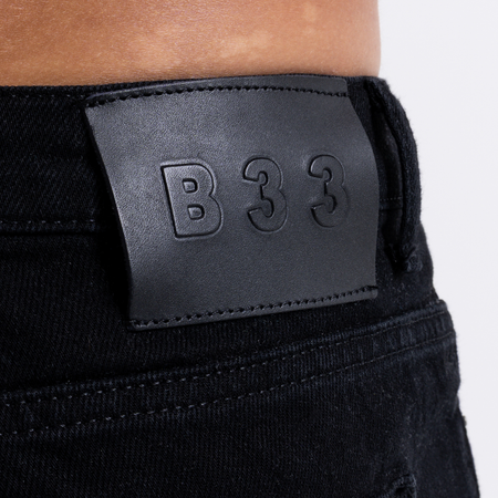 Bee Inspired Duro Straight Fit Jeans in Black, straight fit jeans in premium cotton, back view