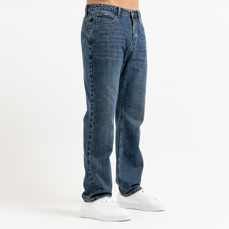 Bee Inspired Duro Straight Fit Jeans in Mid Blue, straight fit jeans in premium cotton, close-up
