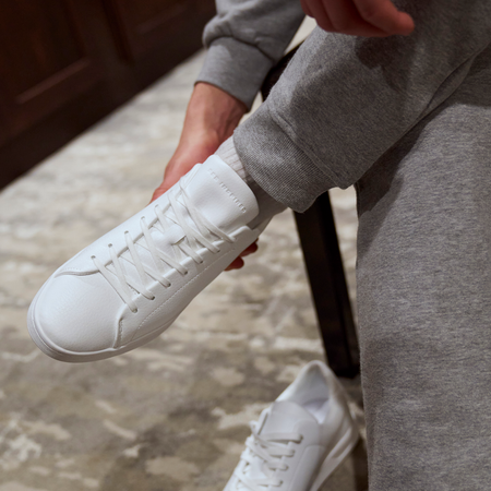 Bee Inspired Ezra Trainer in White, premium trainer in a modern silhouette, close-up