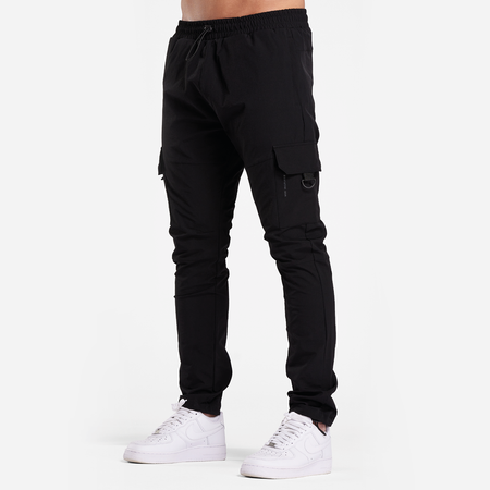 Bee Inspired Guardiola Cargo Pants in Black, regular fit cargo trousers with utility pockets and metal D-ring pulls