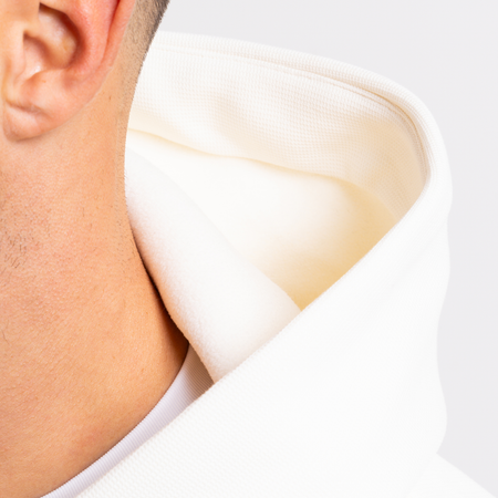 Bee Inspired Figo Hoodie in Off White, waffle fabric hoodie with a soft brushed backing, alternate angle
