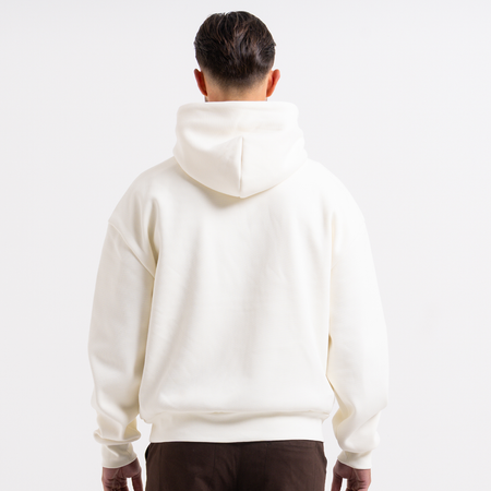 Bee Inspired Figo Hoodie in Off White, waffle fabric hoodie with a soft brushed backing, front view