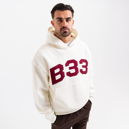 Bee Inspired Figo Hoodie in Off White, waffle fabric hoodie with a soft brushed backing, styled shot