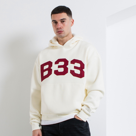 Bee Inspired Figo Hoodie in Off White, waffle fabric hoodie with a soft brushed backing, front view