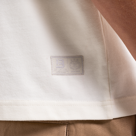 Bee Inspired Figo T-Shirt in Off White, heavyweight cotton tee with a large twill fabric appliqu\u00e9, front view