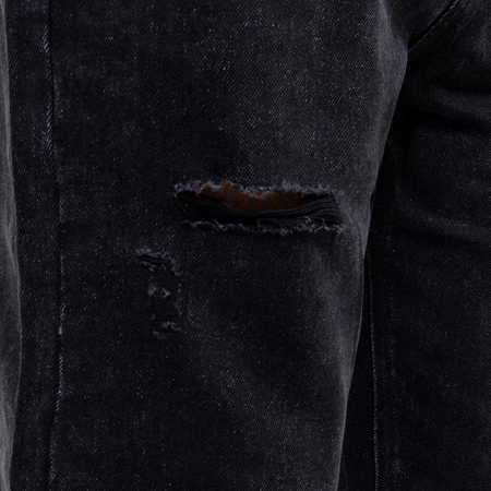 Bee Inspired Garnacho Relaxed Jeans in Washed Black, heavyweight denim jeans with rip detailing for a worn-in look