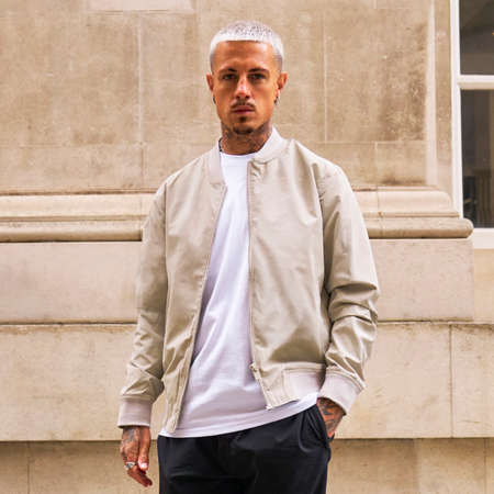 Gattuso full zip light stone bomber jacket 