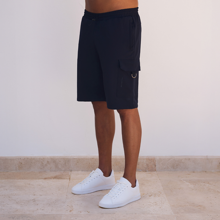 Bee Inspired Guardiola Cargo Short in Dark Navy, regular fit cargo shorts with a multi utility pocket design, back view