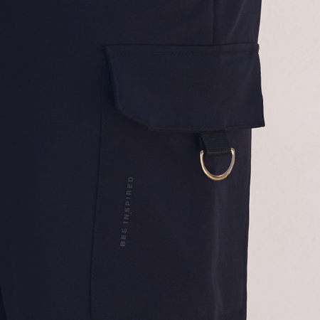 Bee Inspired Guardiola Cargo Short in Dark Navy, regular fit cargo shorts with a multi utility pocket design, alternate angle
