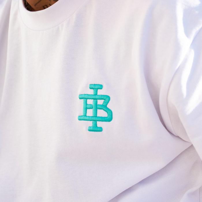 Guedes Oversized T-Shirt - White/Aqua