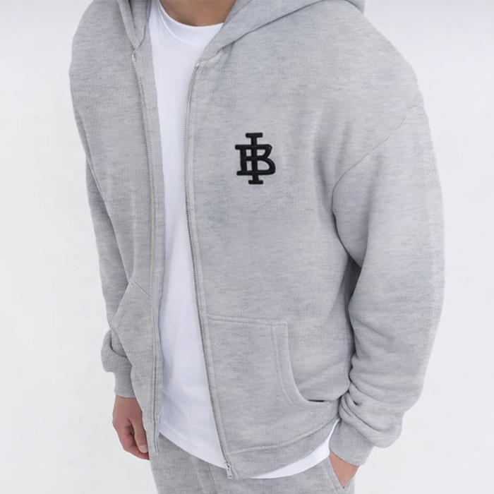 Guedes Zip Hoodie - Grey Marl