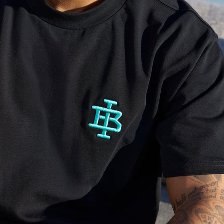 Guedes Oversized T-Shirt - Black/Aqua