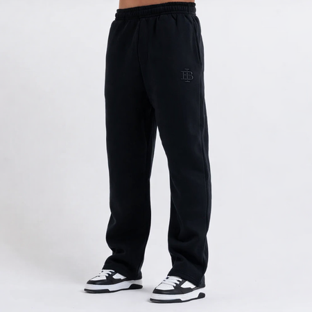 Bee Inspired Guedes Jogpant in Black, jogpants with a clean embroidered BI monogram, close-up crop shot