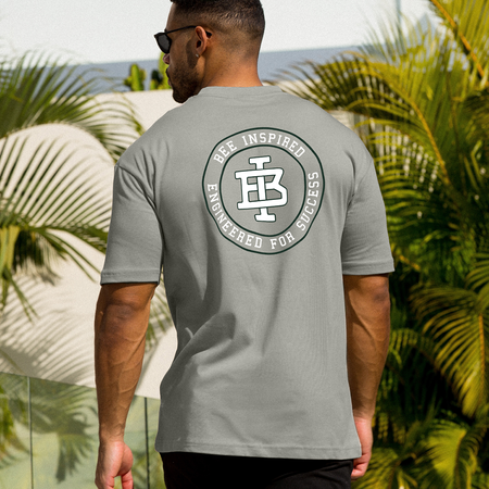 Bee Inspired Guedes T-Shirt in Olive, relaxed fit tee with the Guedes graphic print, front view