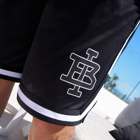 Bee Inspired Guedes Mesh Shorts in Black, breathable mesh shorts built for comfort and movement, alternate angle