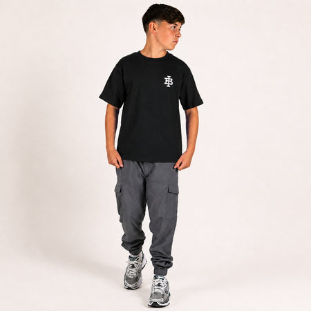 Bee Inspired Junior Guedes T-Shirt in Black, relaxed fit junior tee in heavyweight cotton, styled shot