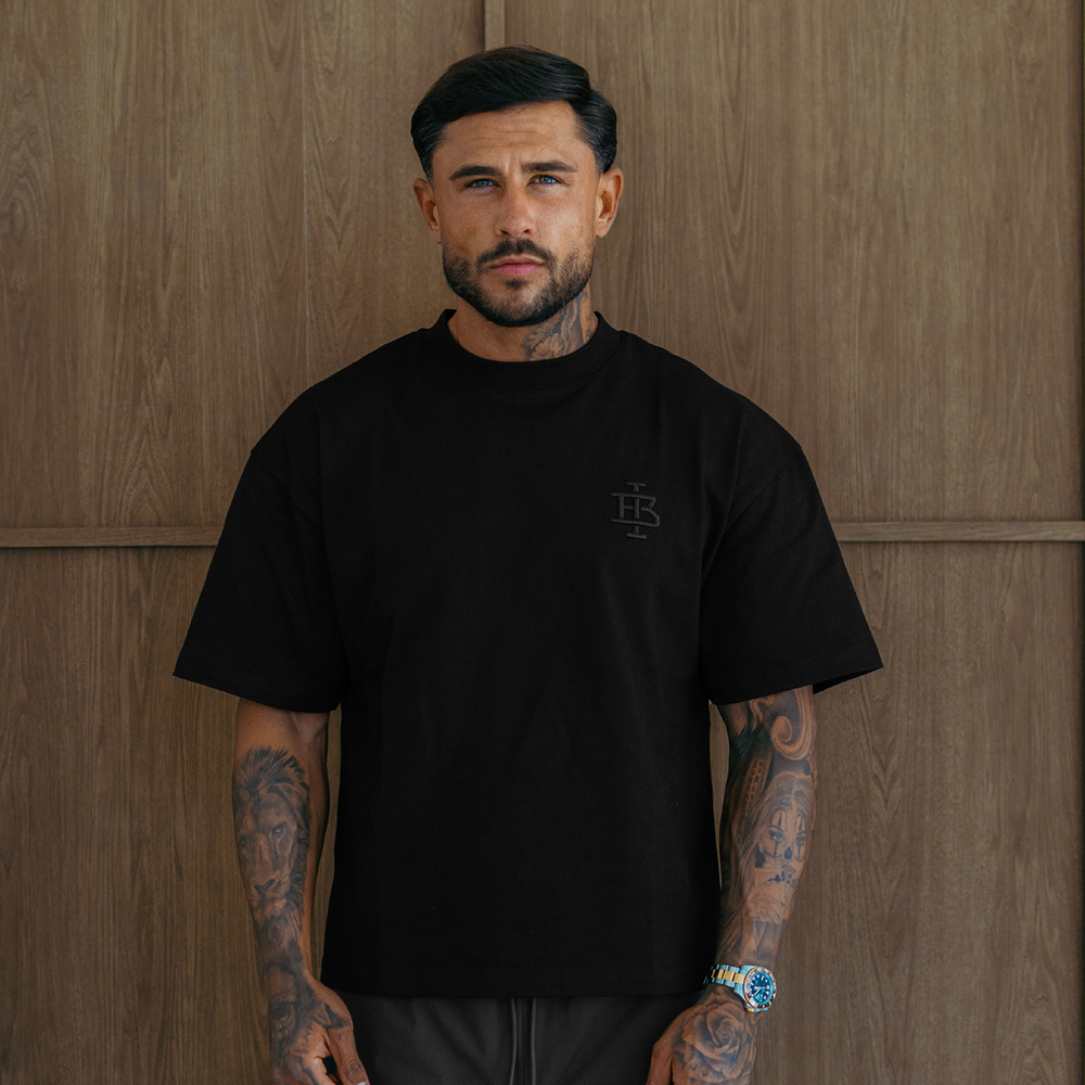 Guedes Oversized Embossed T-Shirt - Black