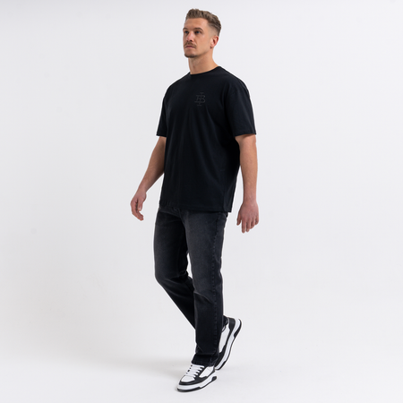 Bee Inspired Guedes T-Shirt in Black/Black, tee with a clean embroidered BI monogram graphic, styled shot