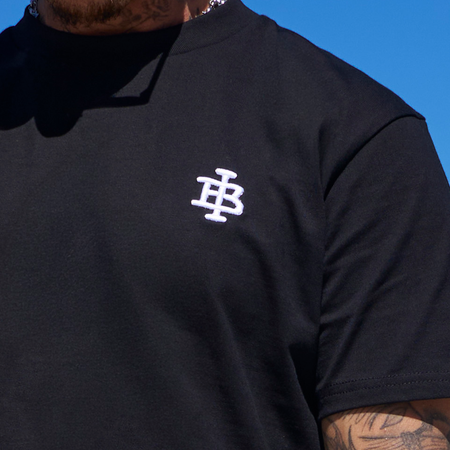 Bee Inspired Guedes Oversized T-Shirt in Black/White, heavyweight cotton oversized tee with a ribbed crew neck, back view