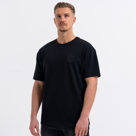 Bee Inspired Guedes T-Shirt in Black/Black, tee with a clean embroidered BI monogram graphic, front view