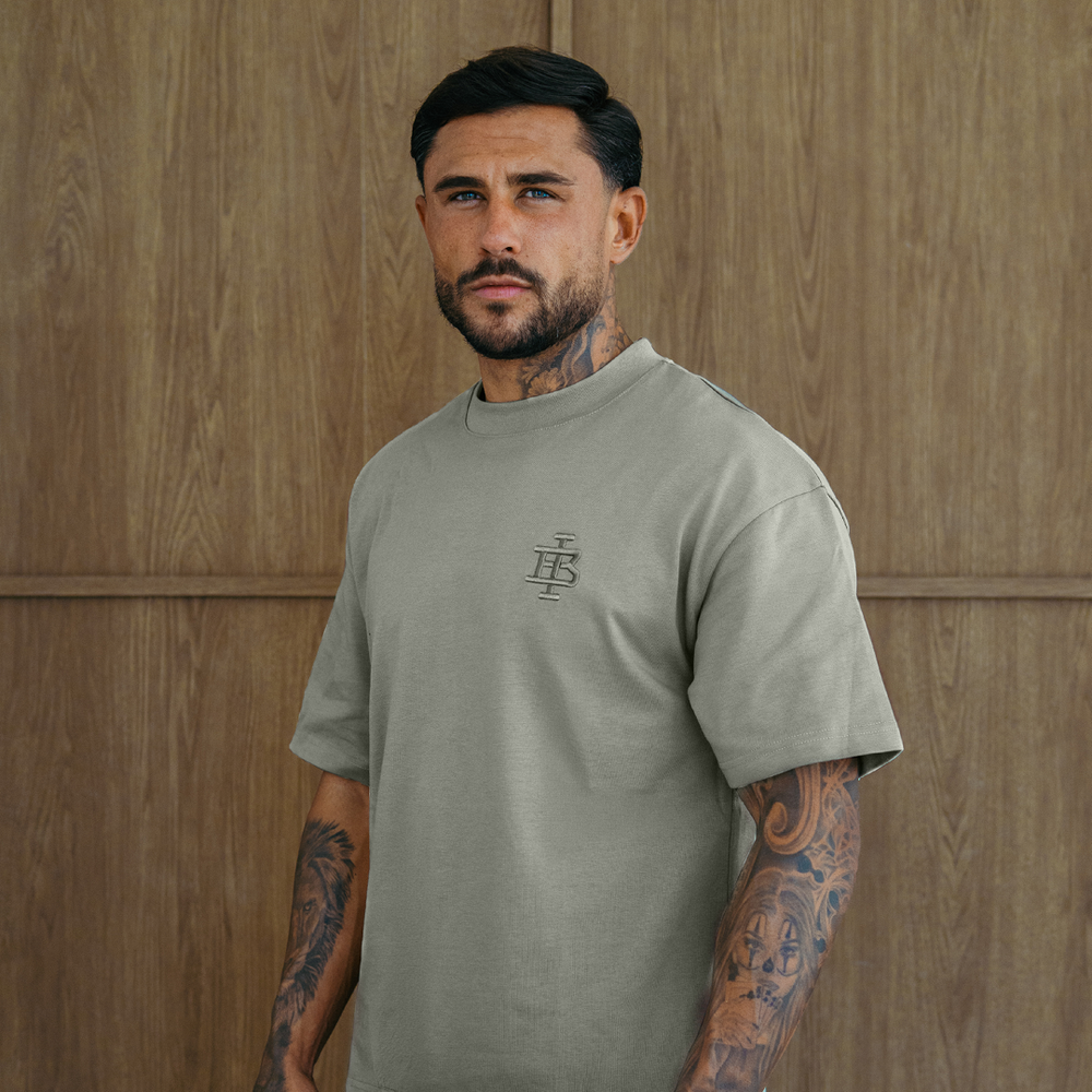 Guedes Oversized Embossed T-Shirt - Khaki