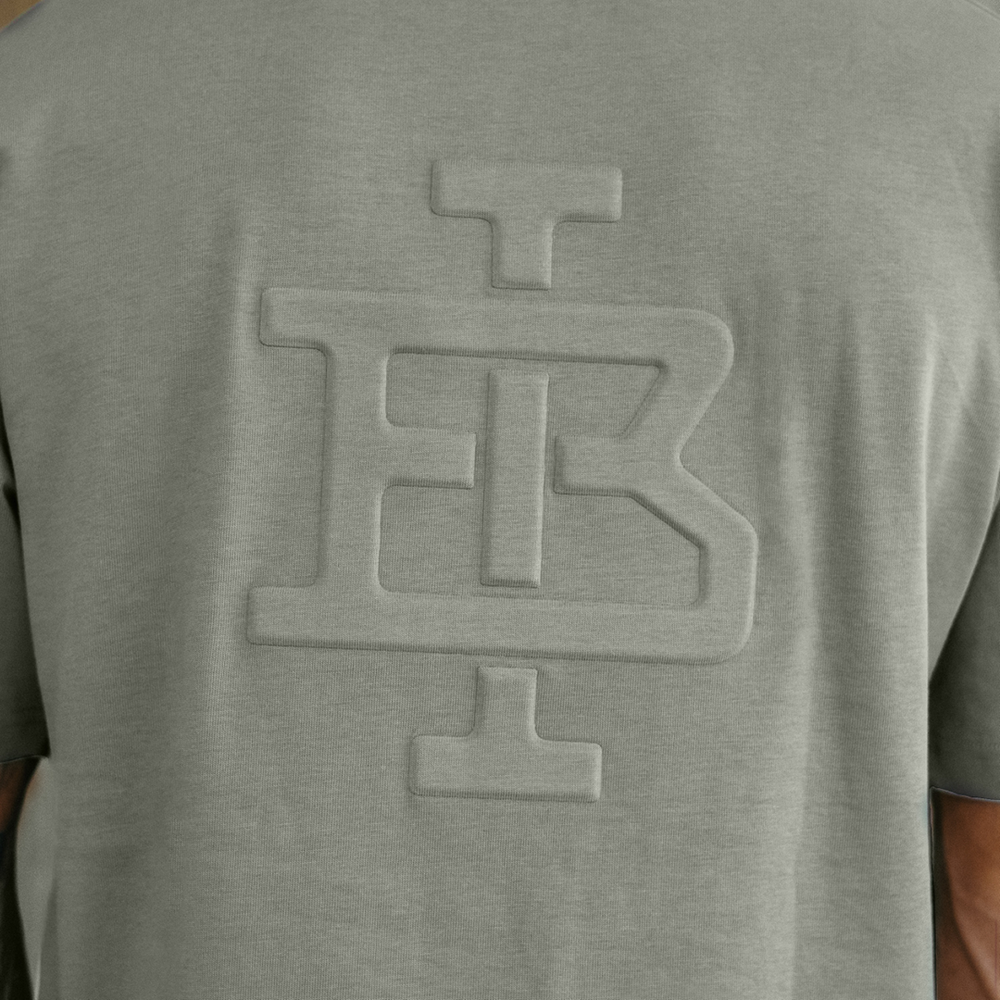 Guedes Oversized Embossed T-Shirt - Khaki