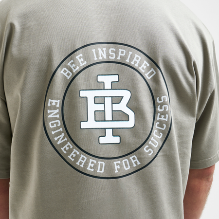 Bee Inspired Guedes T-Shirt in Olive, relaxed fit tee with the Guedes graphic print, back view