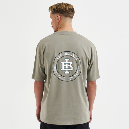Bee Inspired Guedes T-Shirt in Olive, relaxed fit tee with the Guedes graphic print, styled shot
