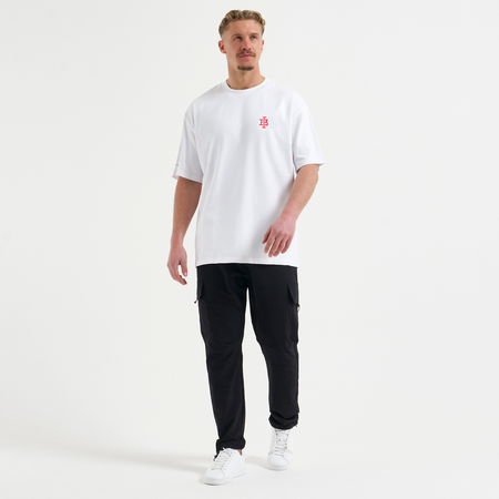 Bee Inspired Guedes T-Shirt in White/Red, relaxed fit tee with the Guedes graphic print, back view